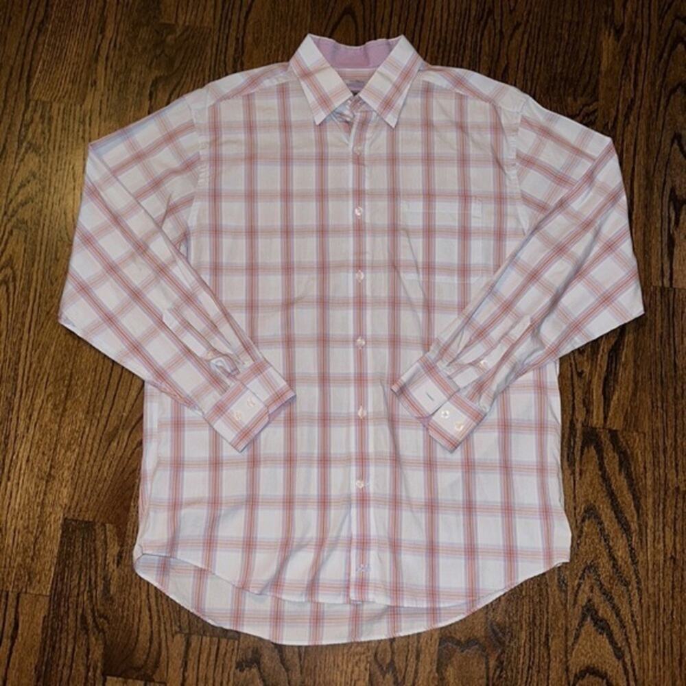 Johnston & Murphy Tailored Fit Checker Button Down Shirt Size Large NWOT
